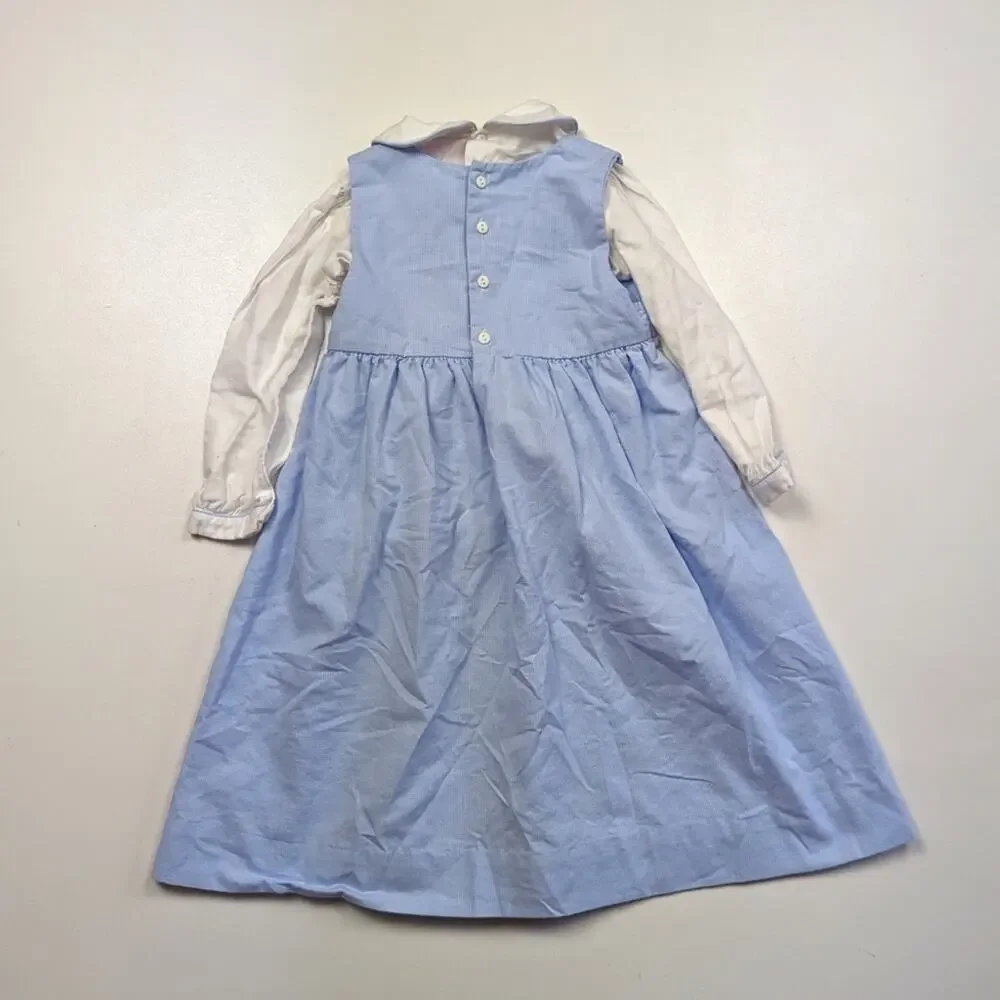 Sophie Dess Dress Girls Size 24m Blue Gingham Pinafore